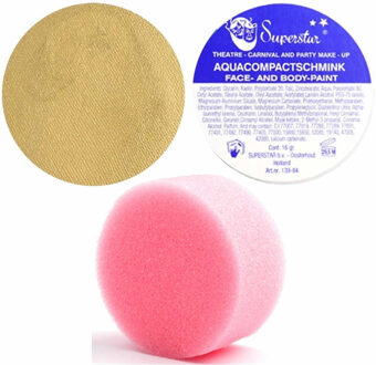 Superstar schmink goud 16 gram met rond grimeer sponsje