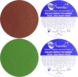 Superstar schmink grimeer set - bruin en groen - 16 grams doosjes - Soldaten / leger - camouflage