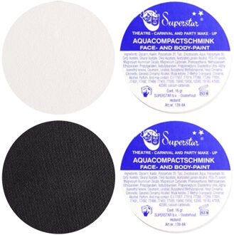 Superstar schmink grimeer set - zwart en wit - 16 grams doosjes - carnaval - halloween - schminken