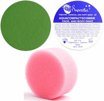 Superstar schmink kleur groen - 16 gram - met rond grimeer sponsje - Schminken - alle leeftijden