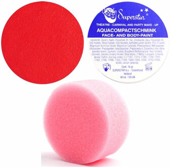 Superstar schmink kleur kersenrood - 16 gram - met rond grimeer sponsje - Schminken - alle leeftijde