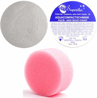 Superstar schmink kleur zilver - 16 gram - met rond grimeer sponsje - Schminken - alle leeftijden