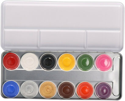 Superstar Schmink palet 12 kleuren - grimeer verkleed spullen - op waterbasis - Schmink