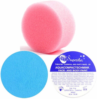 Superstar schmink pastelblauw 16 gram met rond grimeer sponsje