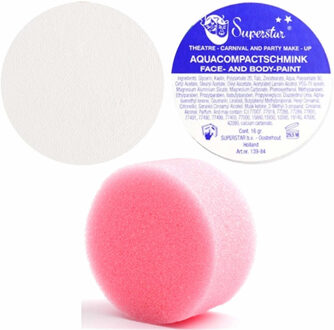 Superstar schmink wit 16 gram met rond grimeer sponsje