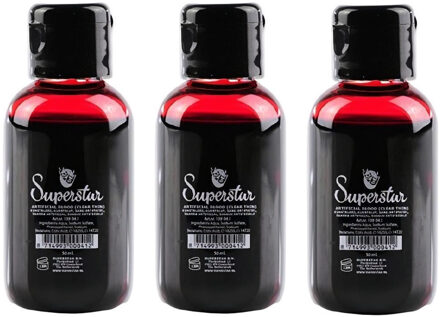Superstar Set van 3x stuks flesje dun professioneel vloeibaar horror nepbloed schmink 50 ml