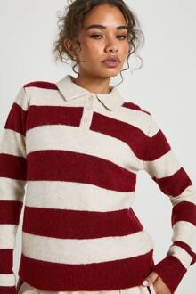 Superzachte Gebreide Oversized Gestreepte Trui, Red - M