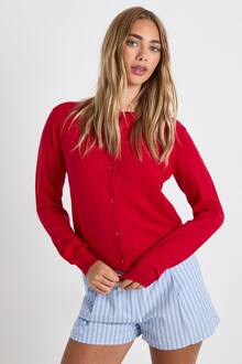 Superzachte Lichtgewicht Gebreide Ronde Hals Cardigan, Red - XL