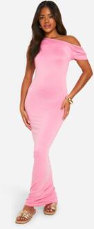 Superzachte Maxi Jurk Met Slash-Hals En Capmouwen, Baby Pink - 46