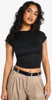 Superzachte T-Shirt Met Capmouwen En Getailleerde Pasvorm, Black - 40