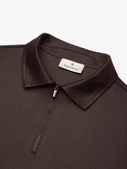 Supima polo zip collar s/s ebony - maat XXL Bruin