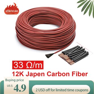 Supply 12K 24K Carbon Fiber Verwarming Draad, ver-Infrarood Carbon Fiber Verwarming Vloerverwarming De Hele Rol 10m
