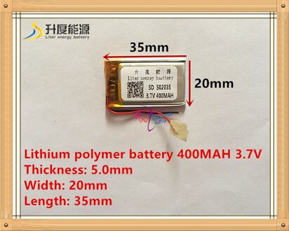 Supply Lithium Polymeer Batterij 502035 3.7V 052035 400Mah MP3 MP4 MP5 Batterij Bluetooth Headset Batterij