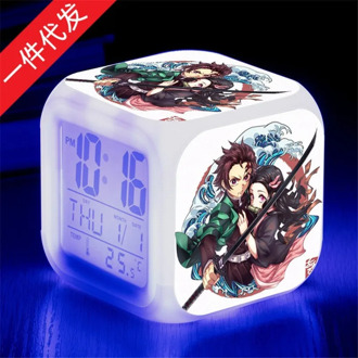 Supply the blade of Japanese anime peripheral ghost out colorful color creative LED electronic mute four alarm clocks