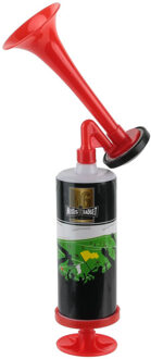 Supporter toeter/luchthoorn met handpomp - op luchtdruk - 24 cm Rood