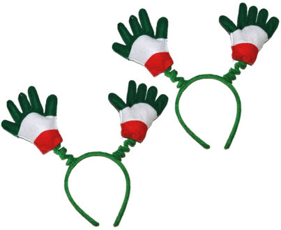 Supporters verkleed accessoire - 2x stuks - vlag handjes diadeem - Italie - volwassenen