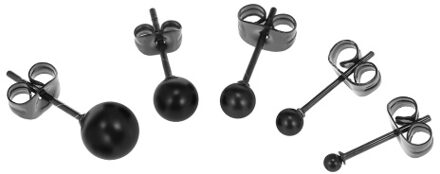 Surgical Stainless Steel Round Ball Ear Studs Earrings 5 Pair Set Assorted Sizes For Men Women