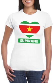 Suriname hart vlag t-shirt wit dames 2XL