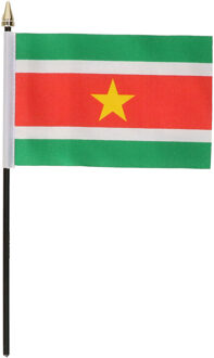 Suriname mini vlaggetje op stok 10 x 15 cm