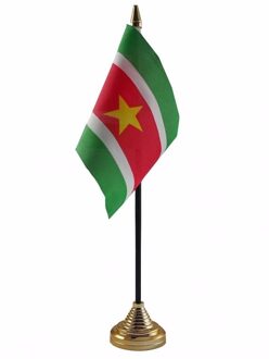 Suriname tafelvlaggetje 10 x 15 cm met standaard Multi
