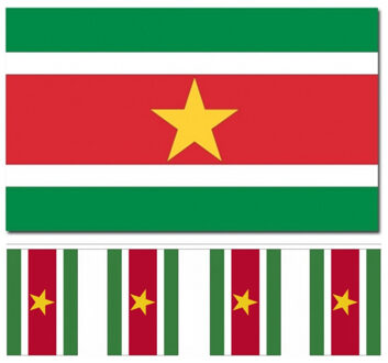 Suriname versiering/feestartikelen set - vlag 90 x 150 cm - vlaggenlijn van 300 cm - landen