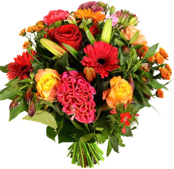 Surprise boeket roze - rood - oranje