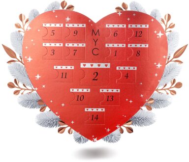 Surprise Heart Adventskalender - 14 juwelen - Roségoud en kristal - One Size