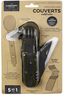 Survival mes - multifunctioneel met bestek - 5 functies