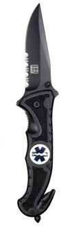 Survival mes - zwart - inklapbaar - 19,5 cm - medic zakmes