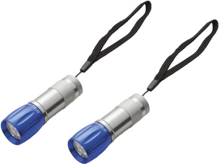 Survival zaklamp LED - 2x - blauw - compact - preppen/outdoor/kamperen