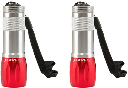 Survival zaklamp LED - 2x - rood - compact - preppen/outdoor/kamperen