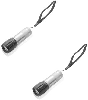 Survival zaklamp LED - 2x - zwart - compact - preppen/outdoor/kamperen