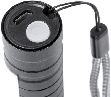 Survival zaklamp - oplaadbaar - zwart - preppen - verstelbare kop