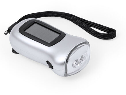 Survival zaklamp - zonne-energie en dynamo - oplaadbaar - zilver - preppen