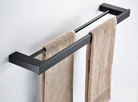 SUS 304 Black Bathroom Hardware Set Stainless Steel Towel Rack Series Paper Holder Robe Hook Toilet Brush Holder Towel rack B