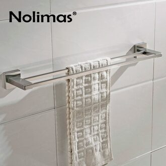 SUS 304 Roestvrij Stalen Dubbele Handdoek Bar Vierkante Vierkante Handdoekenrek Badkamer Chrome Geborsteld Wandmontage Handdoek Houder