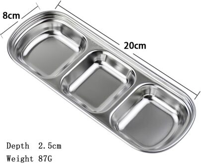 SUS 304 Rvs Peper Gebraden Vlees Saus Gerechten kom Voedsel Kruiden Lade Aparte Sushi Azijn Soja Platen Servies plein 3 kader