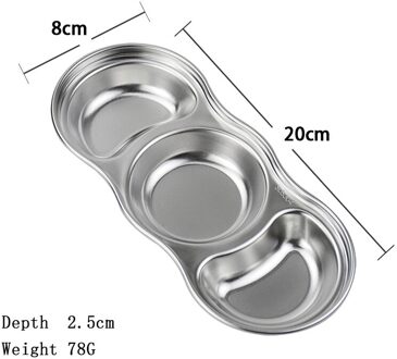 SUS 304 Rvs Peper Gebraden Vlees Saus Gerechten kom Voedsel Kruiden Lade Aparte Sushi Azijn Soja Platen Servies ronde 3 kader