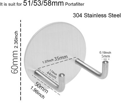 SUS304 Bodemloze-Filterhouder Filterhouder 60mm15-20bar Voor Espresso Koffiezetapparaat Onderdelen Innerlijke 51Mm Filterhouder licht grijs