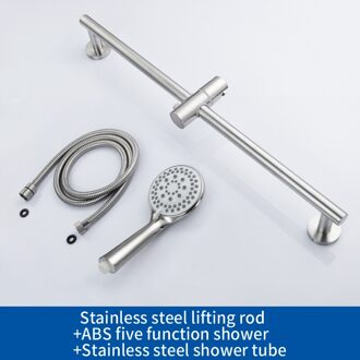 SUS304 Rvs Verstelbare Douche Slide Bar Hand Hold Douche Rail Slide Bar Set Met SUS304 Douche & Slang Geborsteld nikkel met ABS douche