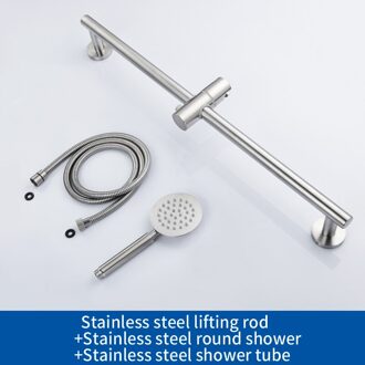 SUS304 Rvs Verstelbare Douche Slide Bar Hand Hold Douche Rail Slide Bar Set Met SUS304 Douche & Slang Geborsteld nikkel met SUS douche