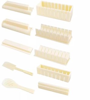 Sushi Maker Apparatuur Kit Japanse Rijst Bal Roll Mold Bazooka Multifunctionele Mould Maken Sushi Gereedschap Keuken Gadgets Zwart 10 stk reeks