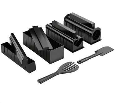 Sushi Maker Apparatuur Kit Japanse Rijst Bal Roll Mold Bazooka Multifunctionele Mould Maken Sushi Gereedschap Keuken Gadgets Zwart 11 stk reeks