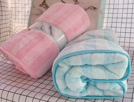 Susisang Vrouwen En Kinderen Kationische Streep Bad Handdoeken, Super Zacht, Ultra-Absorberende, 2 Stuk Badhanddoek Set, Geweldig Voor Zwemmen Fresh