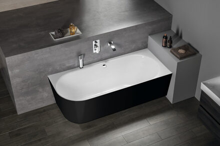 Sussi half vrijstaand bad rechts 159.5x70cm zwart/wit