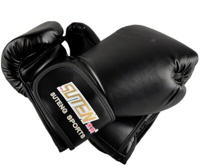 Suteng Pu Lederen Sport Trainingsapparatuur Bokshandschoenen (Zwart)