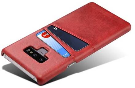 Suteni Harde met pu leer bekleed Galaxy Note 9 hoesje met ruimte voor 2 pasjes - rood