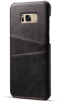 Suteni Zwarte harde met pu leer bekleed Galaxy S8 PLUS hoesje met ruimte voor 2 pasjes