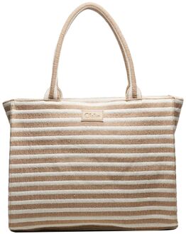 Suus Shopper zand-streep damestas Multicolor - H 45 x B 35 x D 14 cm
