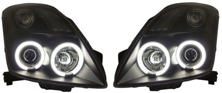 Suzuki Set Koplampen passend voor Suzuki Swift II 2005-2010 - Zwart - incl. CCFL Angel-Eyes